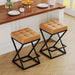 Backless Bar Stools Set of 2, 26 Inch Counter Barstools, PU Brown | Industrial Metal Bar Stools, Backless Faux Leather Seat, X-Frame Footrest,Space-Saving, 26" Counter Height, for Kitchen,Cafe