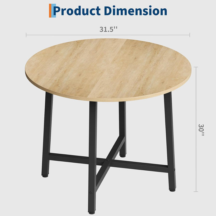 31.5 Inch round Dining Table for 2-4, Small Kitchen Dining Room Table for Space Saving, Wood Circle Kitchen Table with Sturdy Metal Frame (No Chairs)