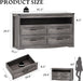 Dresser for Bedroom with 4 Drawers, Farmhouse Chest of Drawers with Natural Texture and LED Lights, Wide Wood Rustic Closet Storage Organizer, Modern Dresser TV Stand for Living Room, Entryway, Grey
