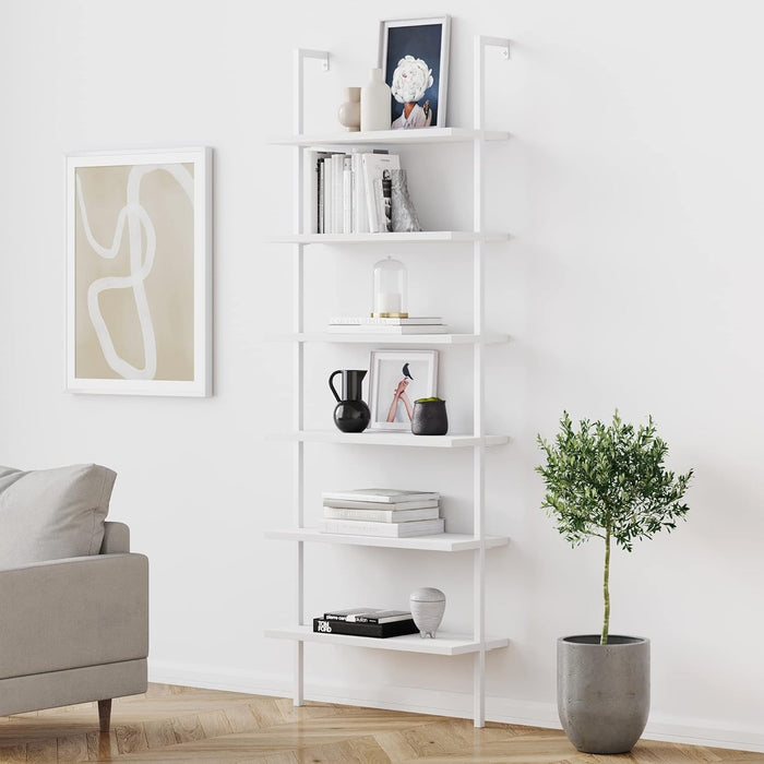 Matte White IndustrialGrade Bookshelf With Six Shelves