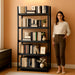 5 Tier Heavy Duty Metal Bookshelf with Adjustable Storage Shelf | Adjustable Boltless Industrial Black Bookcase, Reinforced Steel Frame Anti-Tip 72" Tall Bookcase for Home Office Living Room