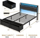 Queen Bed Frame with Storage Headboard,Charging Station,2 Drawers