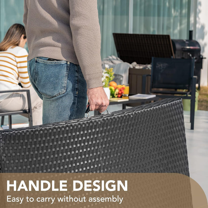 Patio Chaise Lounge Sets Outdoor Rattan Adjustable Back 3 Pieces Cushioned Patio Folding Chaise Lounge with Folding Table (Beige)