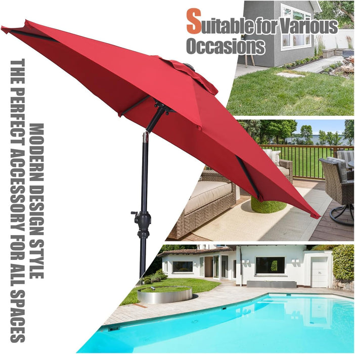 7.5Ft Patio Umbrella, Outdoor Umbrella Aluminum Market Table Umbrellas with Tilt, Crank and Sturdy Ribs for Lawn, Garden, Backyard and Pool