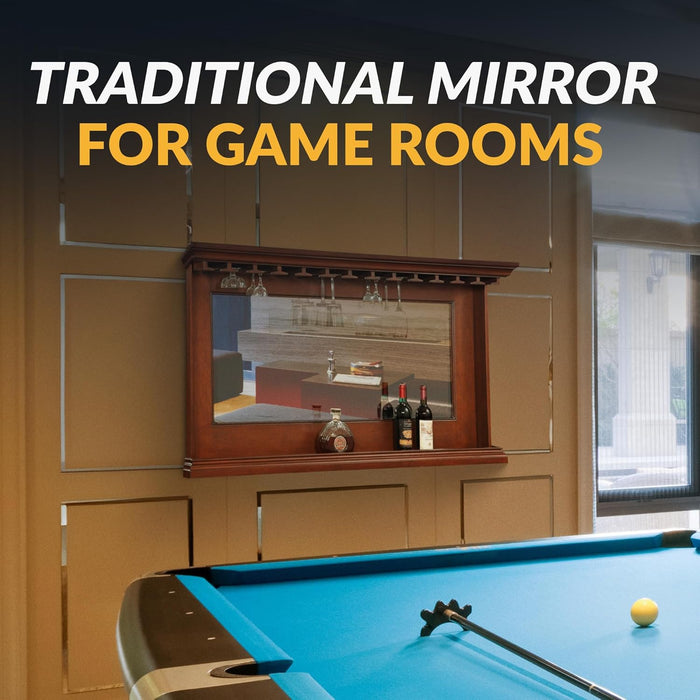 Seville 62x35.5 Inch Walnut Wall Mirror with Shelf