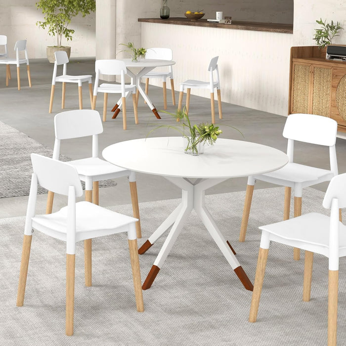 Wooden Dining Chairs Set of 4, Modern Dining Side Chairs Set W/Ergonomic Backrest, Wide Seat & Sturdy Wooden Legs, Armless Kitchen Chairs for Dining Room Living Room Restaurant Cafe (White)