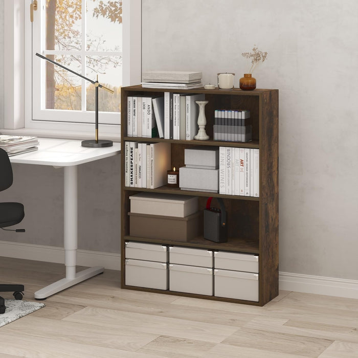 Amber Pine Bookshelf 4-Tier Open Storage 9.3x31.3x41.8