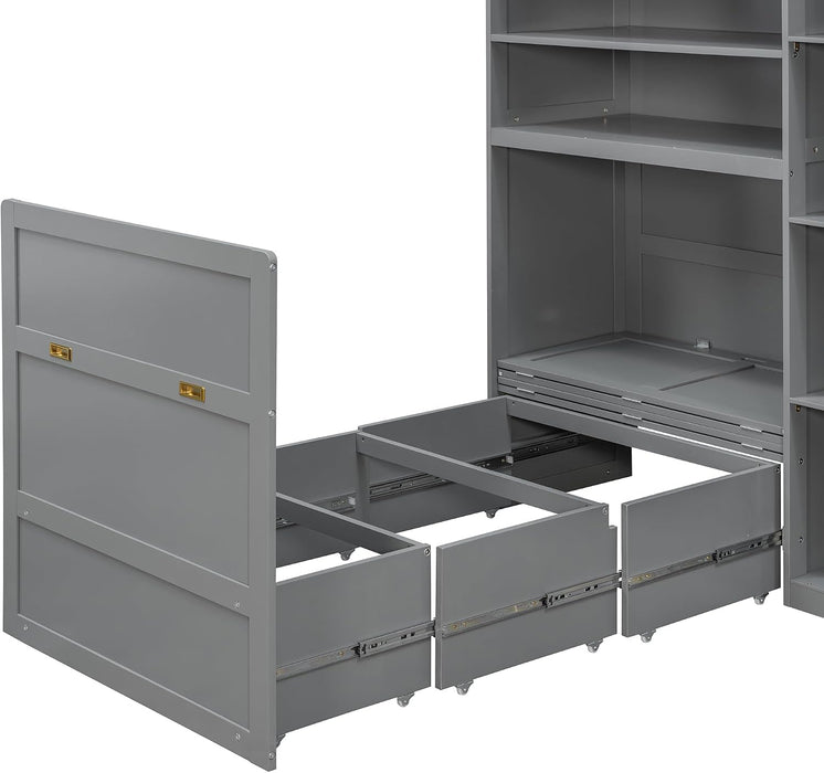 Twin Size Charcoalgray Murphy Cabinet Bed Wardrobe
