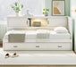 Full Size Corner Bed Frames with Storage Drawers, USB Port, Led Downlight Headboard & Bookcase, Wooden L-Shaped Captain Daybed for Small Room, Bedroom, Guest Room, Kids'Room, White