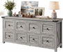59" Wide Dresser for Bedroom with 8 Drawers, Farmhouse Wood Grey