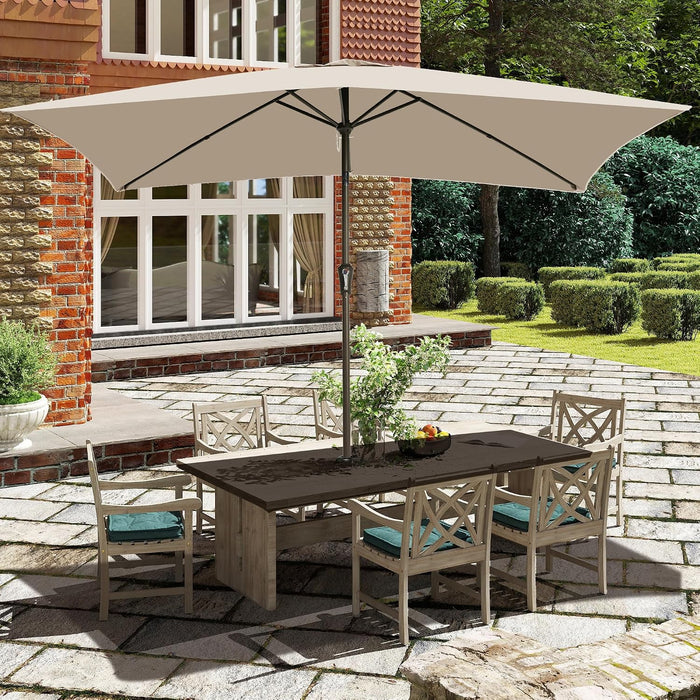 6.5 Rectangular Patio Umbrella Rectangle Outdoor Table Umbrella Beige