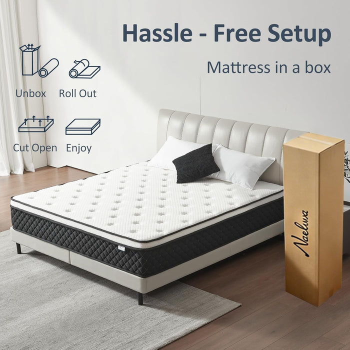 Queen Mattress, 12 Inch Queen Size Mattress in a Box, Pocket Spring