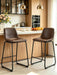 TAVR Counter Height Stools Set of 2, 24 Inch Barstools Hold up to 500 Lbs | Armless Faux Leather Bar Stools with Sturdy Metal Legs & Soft Backrest for Kitchen Island, Coffee Shop, Brown