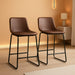 TAVR Counter Height Stools Set of 2, 24 Inch Barstools Hold up to 500 Lbs | Armless Faux Leather Bar Stools with Sturdy Metal Legs & Soft Backrest for Kitchen Island, Coffee Shop, Brown