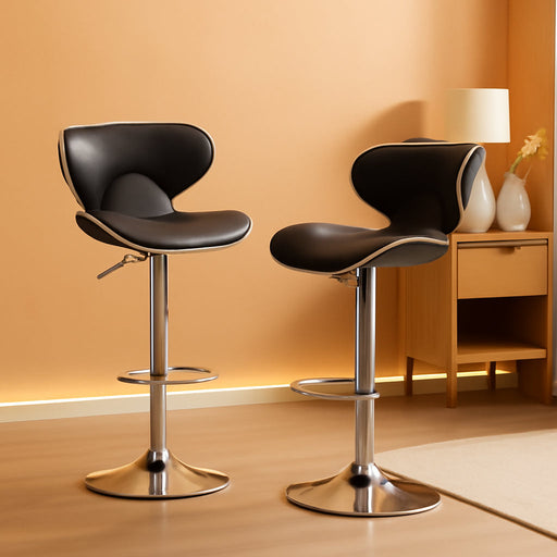 Masaccio Cushioned Leatherette Upholstery Airlift Swivel Barstool, Set of 2, Grey