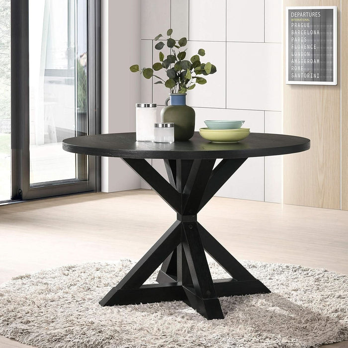 Windvale Cross-Buck Wood 5-Piece Dining Set in Black