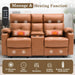 Power Loveseat Recliner Sofa with Console, Loveseat Reclining Sofa with Heat & Massage, Home Theater Seating with Lumbar Pillow for Living Room, RV Recliner Loveseat(Pu, Yellowish Brown)