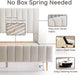 Queen Size Elton Velvet Platform Bed, Upholstered Bed Frame with Vertical Channel Tufted Headboard Footboard, Strong Wood Slats, No Box Spring Needed, Ivory (Queen)