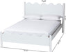 Malaya Modern White Wood Full Platform Bed with Scalloped Edges