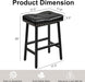 25 Inch Counter Height Stools for Kitchen Island, Bar Stools Set of 2, Kitchen Stools with 3.3'' Thick PU Upholstered Saddle Seats, Backless Barstools Bar Chairs with Metal Base, Black