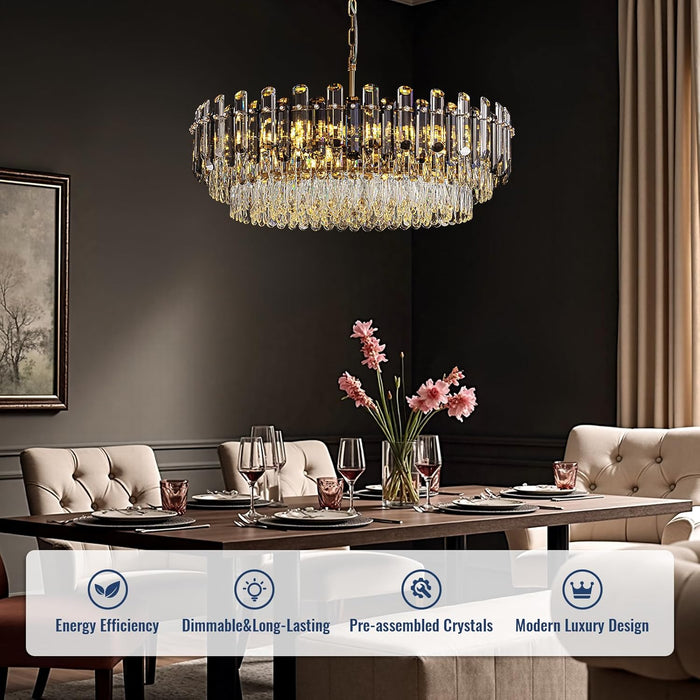31.5 Inch Handcrafted Baroque Style Crystal Chandelier