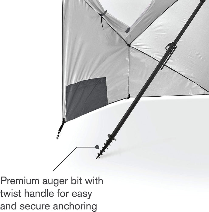 Premiere XL 9-Foot Umbrella - Heavy-Duty 1.25" Center Pole & Twist Handle Auger - UPF 50+ Sun Protection - Privacy Side Panels, Zippered Windows & 2 Interior Pockets - Carry Bag Included