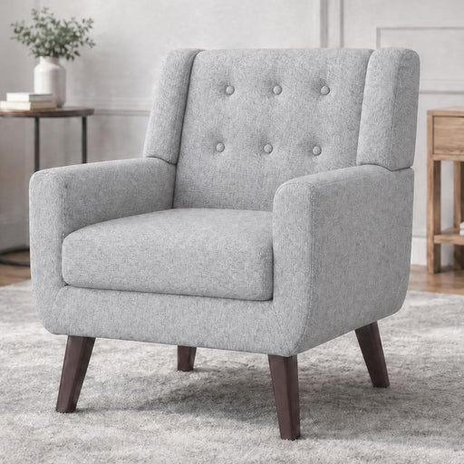 Mid Century Upholstered Linen Accent Armchair Grey