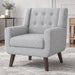 Mid Century Upholstered Linen Accent Armchair Grey