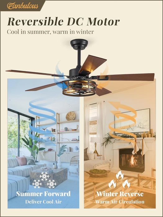 48 Inch Farmhouse Ceiling Fan Integrated Lighting