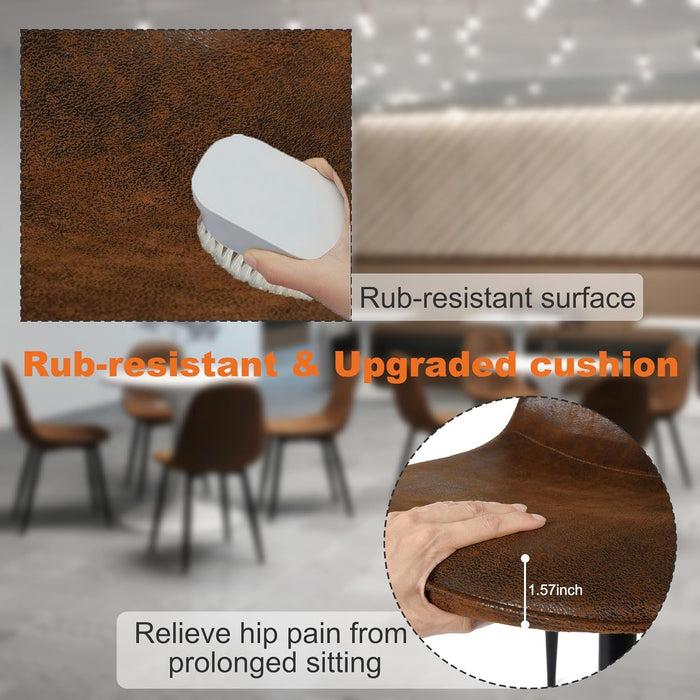 Set of 4 Commercial Café Chairs with Ergonomic Back and Cushioned Seat, Metal Legs for Coffee Shop Bistro and Restaurant Seating (Brown Suede)