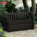Solana 70 Gallon Storage Bench Deck Box for Patio Furniture, Front Porch Decor and Outdoor Seating – Perfect to Store Garden Tools, Brown/Brown