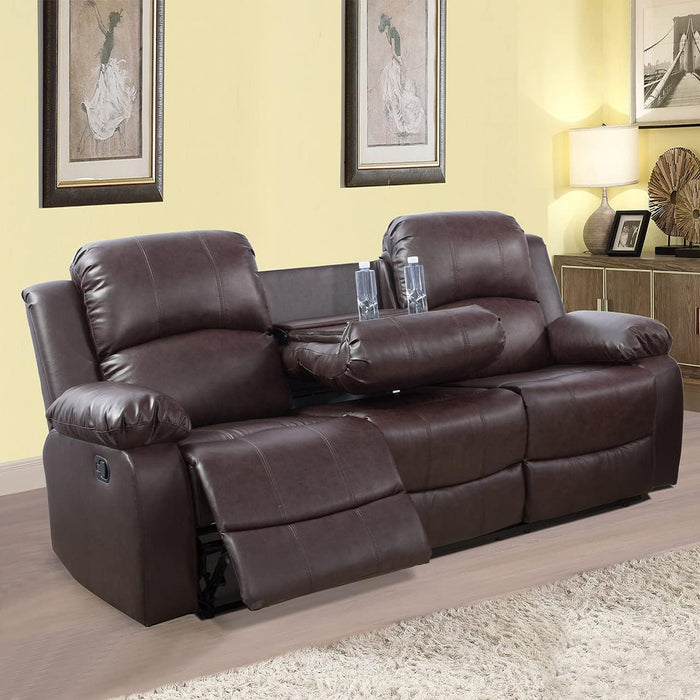 Manual Leather Recliner Sofa Set for Living Room Furniture Set,Leather Recliner Couch Set for Home/Office,Leather Reclining Sofa Set for 3-Pieces(Sofa+Loveseat+Chair) Brown