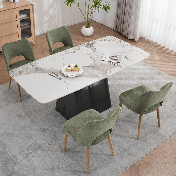 Modern Dining Chairs Set of 4, Upholstered Fabric Kitchen Small Cute Chairs with Butterfly Hollow Back, Solid Wood Legs, Easy Assembly, Farmhouse Style for Kitchen & Dining Room, Green