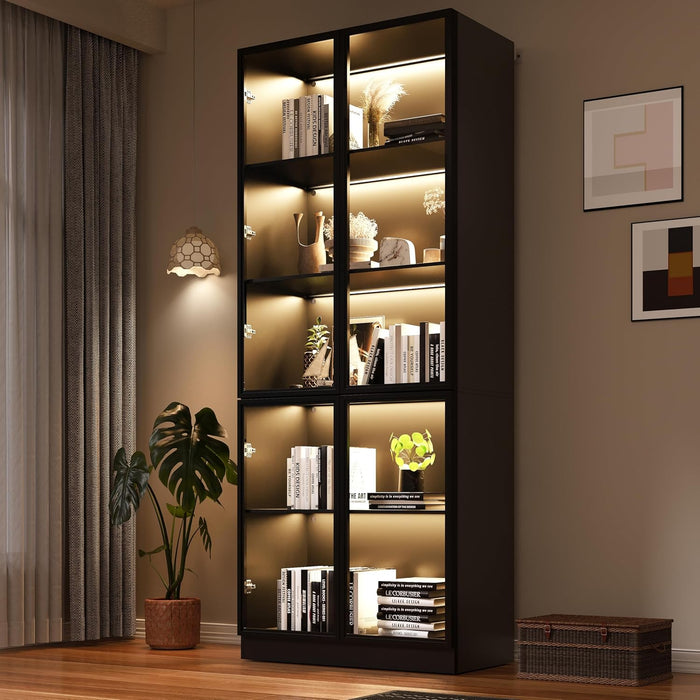 Premium Wooden Display Cabinet Glass Door LEDLight