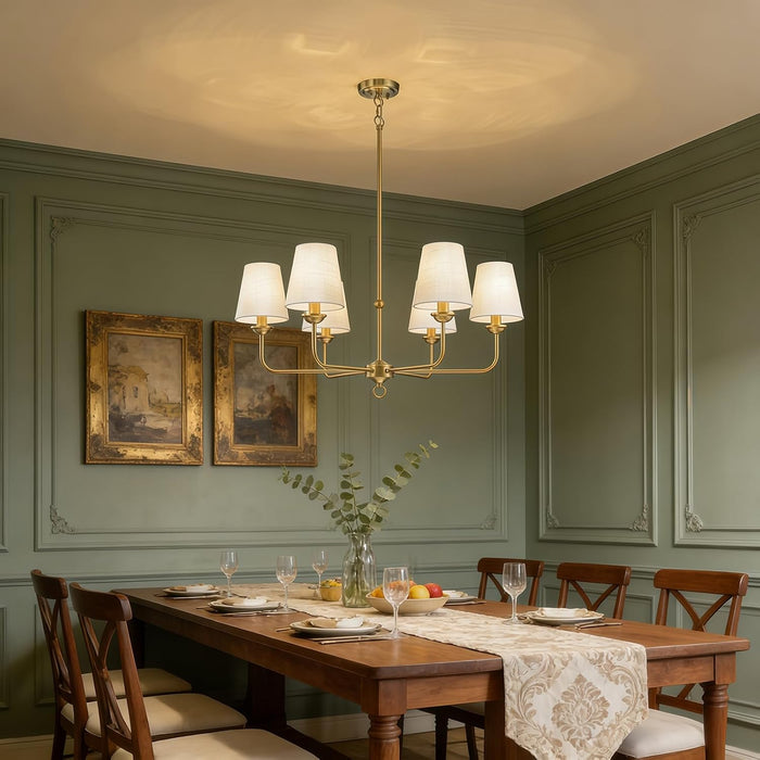 Elegant Brushed Gold Antique Chandelier With Shade
