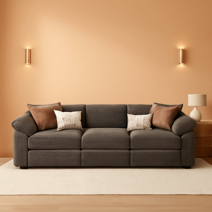 Taupe Chenille Three Seater Modular Sofa ArmrestsIncluded