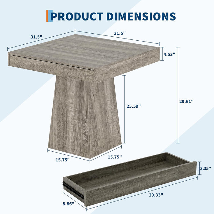Small Dining Table with Drawers, 31.5 Inch Farmhouse Kitchen Table