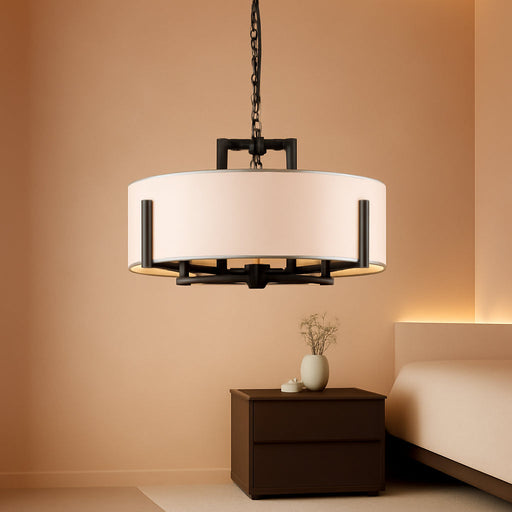 Black Drum Chandelier Eight Light Pendant Fixtures