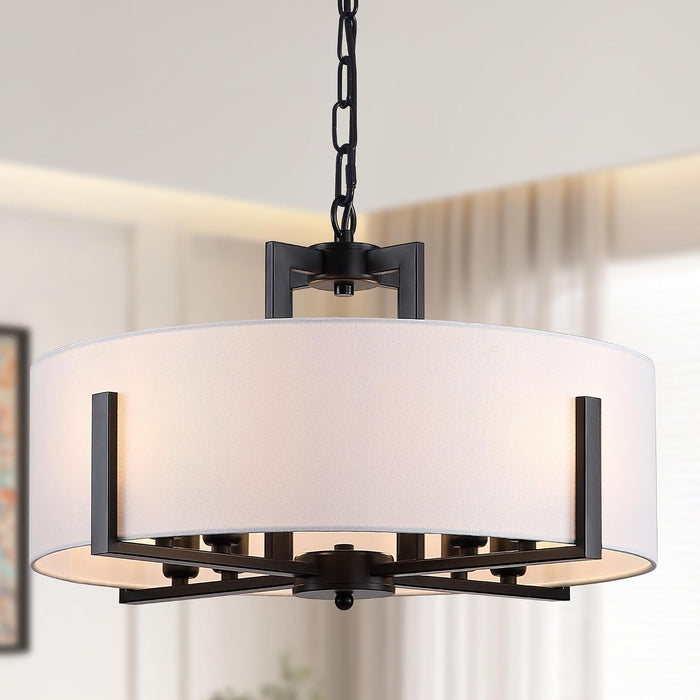 Black Drum Chandelier Eight Light Pendant Fixtures