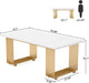 Modern Dining Table for 6-8 People, 70.8 Inches Long White Room Kitchen, Wood Kitchen with Gold Metal Legs, Rectangular Dinner Room, Family Gathering