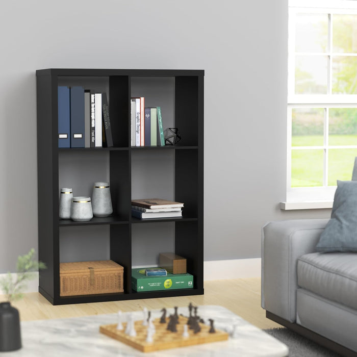 Closetmaid 6 Cube Storage Shelf Organizer Bookshelf with Open Back, Vertical or Horizontal, Easy Assembly, Wood, Black Finish