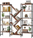 Triple 5 Tier Bookcase, 17 Open Display Shelves Industrial Bookshelf