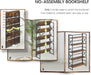 Extra Wide 5 Tiers No Assembly Book Shelves, 51.2" H Folding Bookshelf Bookcase Open Industrial Foldable Shelves for Bedroom, Living Room, Home Office - Rustic Brown Black