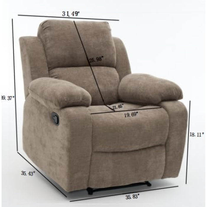 Manual Single Lounge Recliner Chair with Adjustable Backrest, Khaki