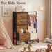 Tall Dresser 44''H with Hanging Rack, 4 Drawers Small Closet Dresser for Bedroom, Reversible Fabric Chest of Drawers with Clothes Rack, Tall Storage Tower, Sturdy Frame, Rustic Brown