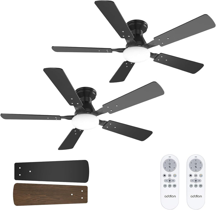 2 Pack Ceiling Fans with Lights, 48 Inch Black Ceiling Fan with Light and Remote Control, Reversible, 3CCT, Dimmable, Noiseless, Ceiling Fan for Bedroom, Farmhouse, Indoor/Outdoor Use
