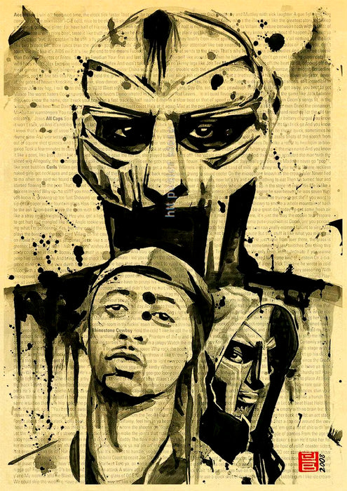 MF Doom Madlib Poster Retro Poster Painting Hip Hop Rap Music Album Star Picture Wall Art for Living Room Home Decor