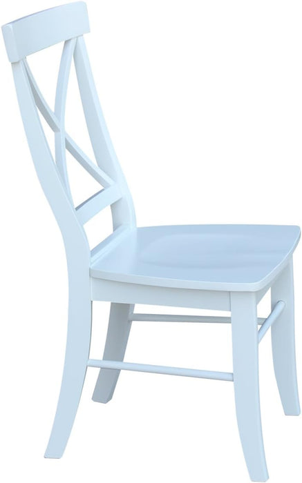 , Set of Two X-Back Dining Chairs, White , 225Lbs Wt Capacity, Solid Real Wood, Sturdy Parawood, White