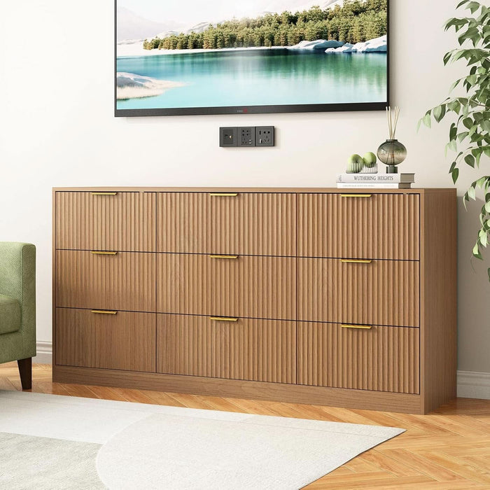 SixtyThreeInch Dresser With Deep Drawers NaturalFinish SixtyThreeInch Dresser With Deep Drawers NaturalFinish