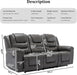 Leather Reclining Sofa Set,Home Theater Seating with Center Console,Flipped Middle Backrest,3 Seater for Living Room,Office,Home Theater,Rv (Grey)